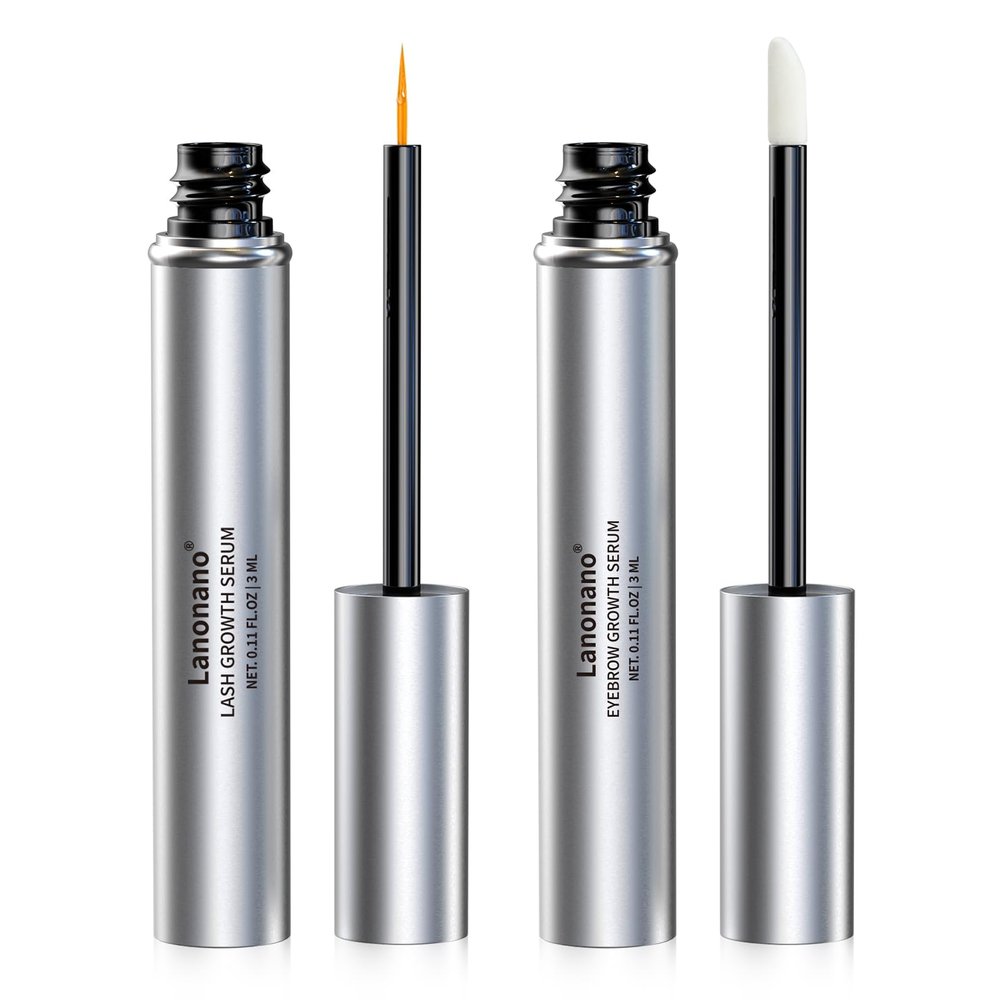 Lanonano Eyelash and Eyebrow Serum Set for Thicker, Longer, Fuller Lashes and Brows, Vegan & Cruelty-Free, 0.2 Fl Oz6ml