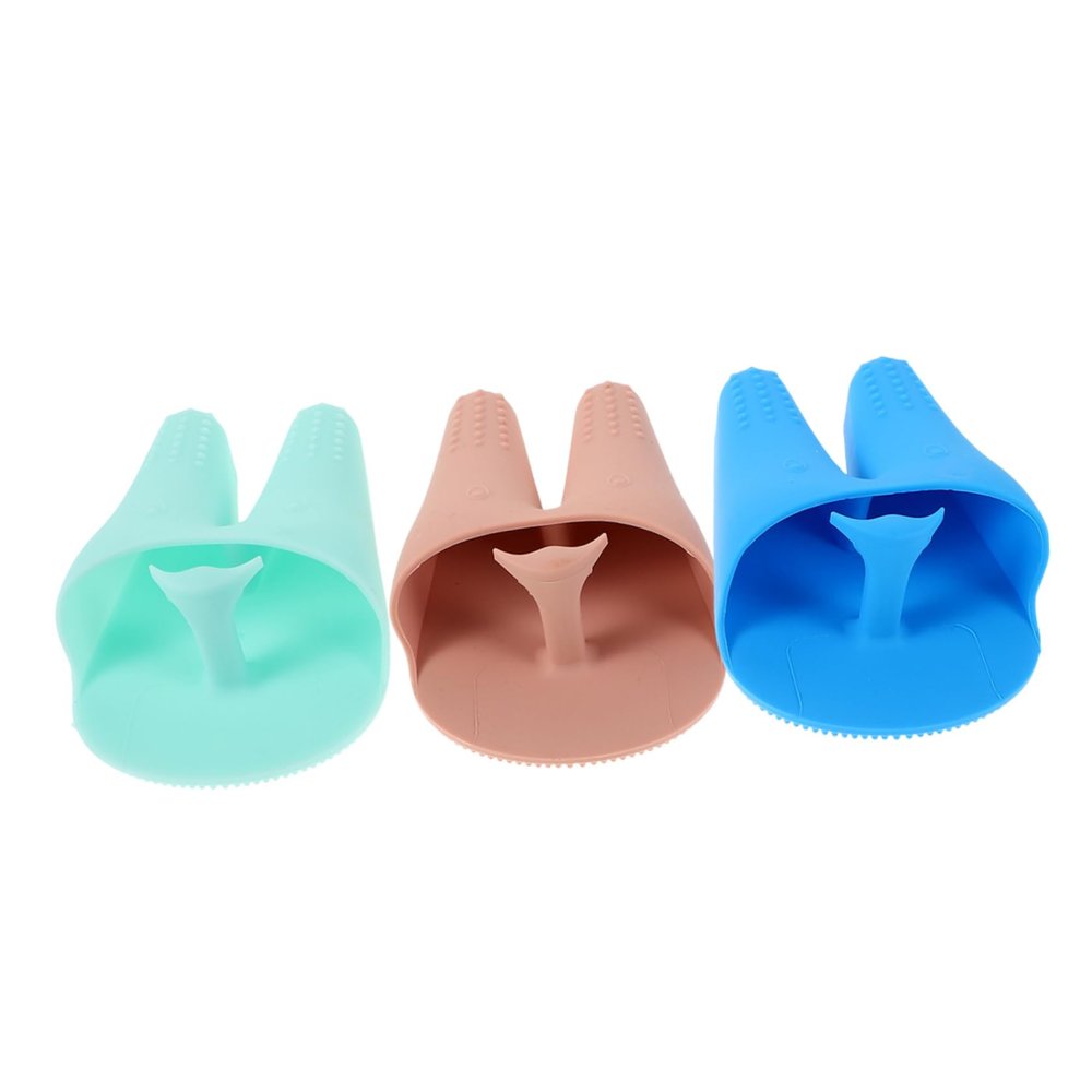 Beatifufu 3pcs Cute Rabbit Silicone Face Scrubber for Women Manual Exfoliating Brush for Deep Cleansing and Blackhead Removal Soft Silicone Facial Cleaning Tool for Daily Use