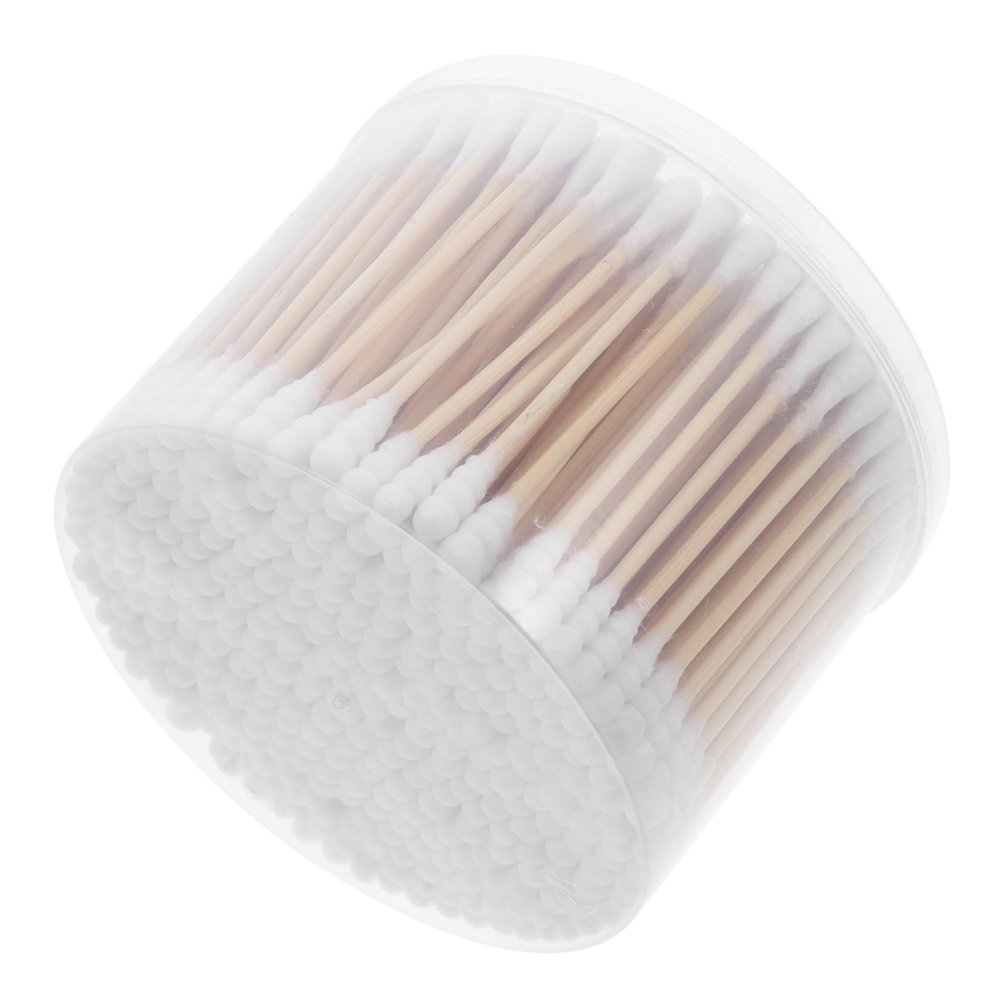 CIYODO 500pcs Gentle Ear Cleaning Sticks Cotton Swabs for Makeup Beauty Double-Headed Wooden Sanitized Travel-Friendly