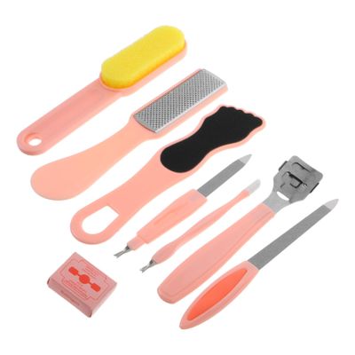 Baluue 1set Pedicure Foot File Kit Ergonomic Tool Dead Skin Removal Smooth Feet Care Materials User-Friendly Design
