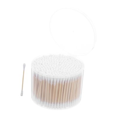 CHILDWEET 500pcs Double Ended Cotton Swabs with Wooden Sticks for Ear Cleaning Makeup Removal and Beauty Applications Soft Cotton Tips for Safe Use