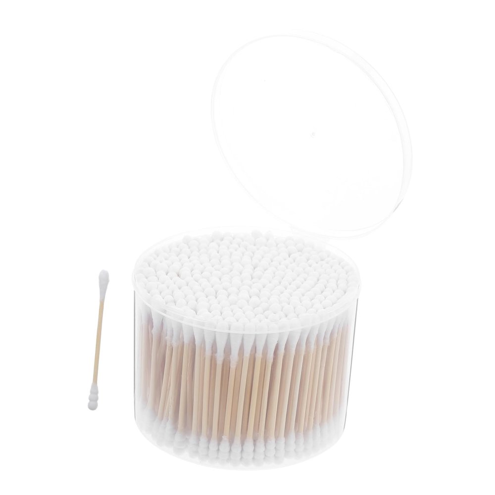 CHILDWEET 500pcs Double Ended Cotton Swabs with Wooden Sticks for Ear Cleaning Makeup Removal and Beauty Applications Soft Cotton Tips for Safe Use