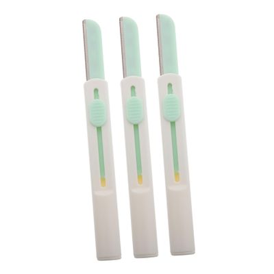 FOMIYES 3pcs Compact Eyebrow Razor Precision Trimmer Tools for Women Stainless Steel Micromesh Blades Travel-friendly Design for Daily Grooming Green Color