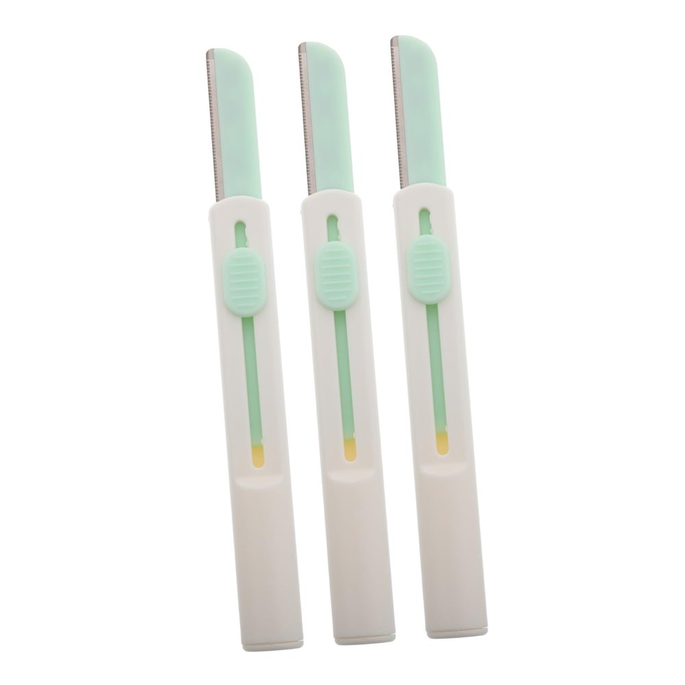 FOMIYES 3pcs Compact Eyebrow Razor Precision Trimmer Tools for Women Stainless Steel Micromesh Blades Travel-friendly Design for Daily Grooming Green Color