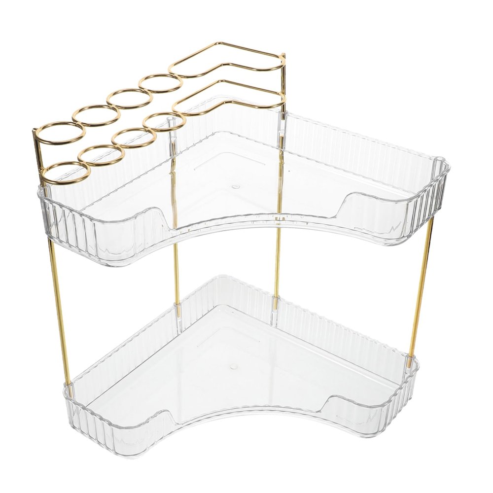 Anneome Corner Bathroom Organizer for Skincare and Makeup Transparent Storage Rack Makeup Brush Holder and Toothbrush Organizer for Vanity and Bathroom Counter
