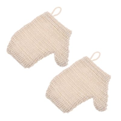 HAPINARY 2pcs Shower Gloves Exfoliating Mitt Body Scrub Gloves Cotton Material Deep Cleaning for Women Skin