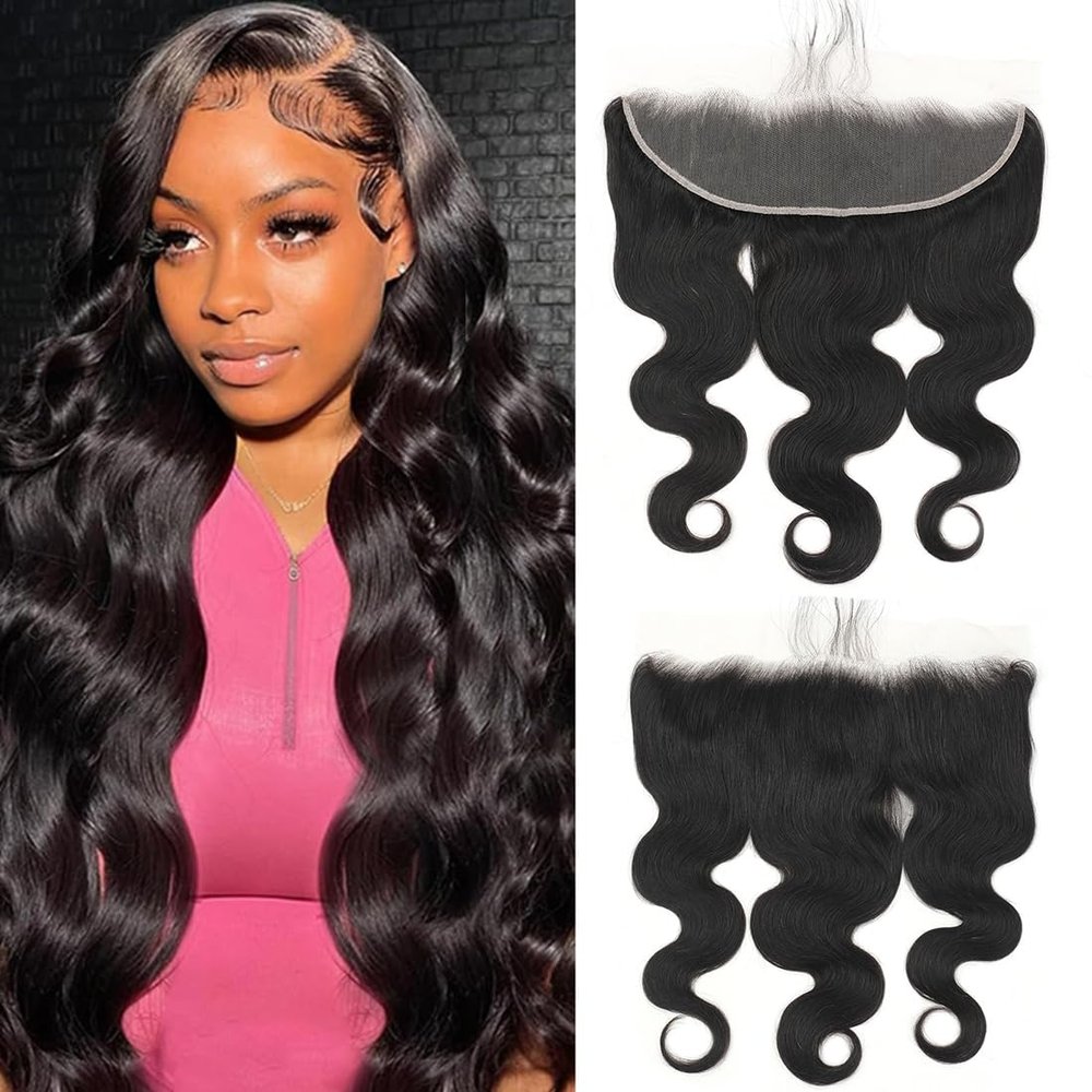 13x4 Lace Frontal Body Wave Human Hair HD Transparent Lace Frontal Closure With Baby Hair Skinlike 14inch 100% Virgin Brazilian 13x4 Body Wave Human Hair Frontal Closure Natural Black glueless