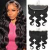 13x4 Lace Frontal Body Wave Human Hair HD Transparent Lace Frontal Closure With Baby Hair Skinlike 14inch 100% Virgin Brazilian 13x4 Body Wave Human Hair Frontal Closure Natural Black glueless view 1