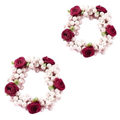 2PCS Pearl Hair Scrunchies for Women Hair Ties Scrunchies for Women No Damage Elastic Hair Bands for Thick and Curly Hair Ponytail Hair Bands Hair Scrunchies Hair Ropes Accessories for Women