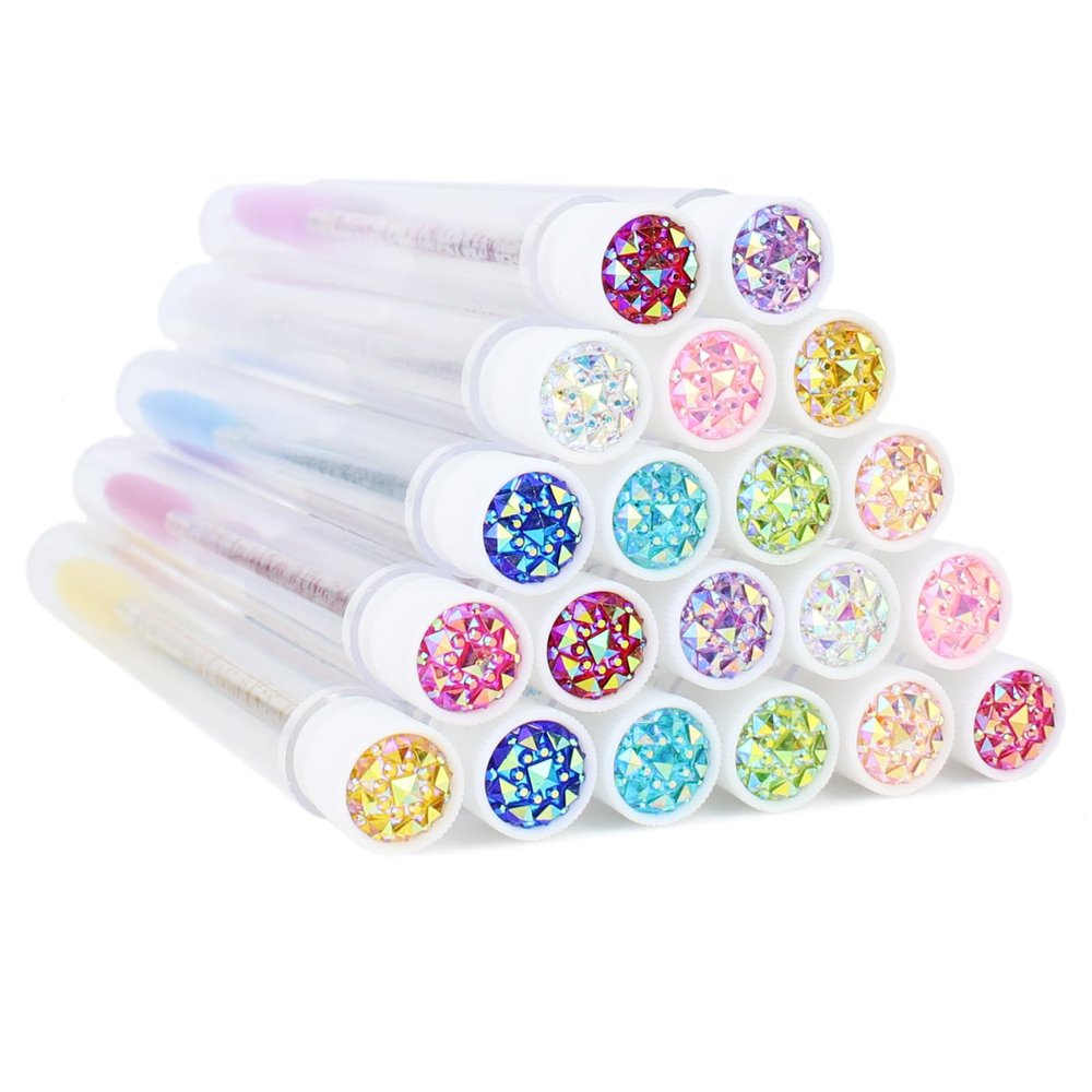 20 Sets Mascara Wand Tube Set Eyelash Spoolies Diamond Mascara BrushesBrush Makeup Tool Applicator Eyelash Brush Tubes Makeup Brush (Diamond-2-MlX)