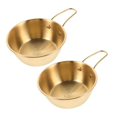 FRCOLOR 2pcs Small Stainless Steel Shaving Bowl with Ergonomic Handle for Men Portable Travel Container for Efficient Lathering and Smooth Shave