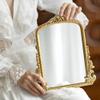 TenFuju Champagne Gold Vintage Baroque Vanity Mirror, Small Arched Tabletop Makeup Mirror, Free Standing Mirror for Dresser, Bedroom, Living Room, 11.8" x 9.6" view 2