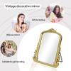 TenFuju Champagne Gold Vintage Baroque Vanity Mirror, Small Arched Tabletop Makeup Mirror, Free Standing Mirror for Dresser, Bedroom, Living Room, 11.8" x 9.6" view 4