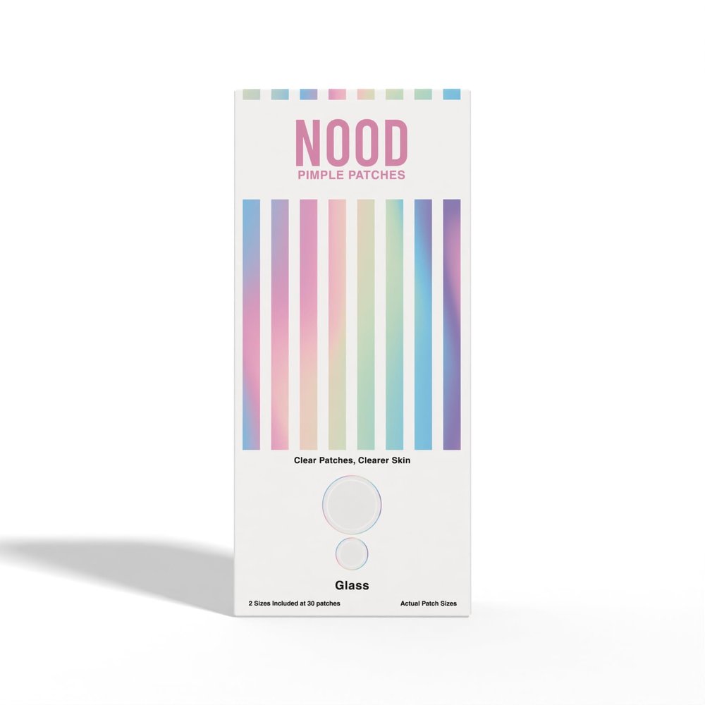 Meiiyo NOOD Pimple Patch in Glass - Medical Grade Hydrocolloid Pimple Patches for Treating Pimples and Zits, Breathable Patch for Face and Skin (15 Medium and 15 Small Patches)