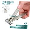 BIUDECO 360degree Rotary Nail Clipper Long Handle Toenail Trimmer File Nail Cutter for Women Men Leather Case Gadgets for Men view 2