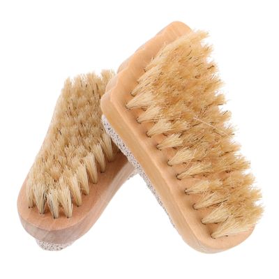 Beatifufu 2pcs Pumice Stone Foot Brush Handle for Dead Skin Exfoliation and Nail Cleaning Natural Boar Bristle for Refreshing Foot Care