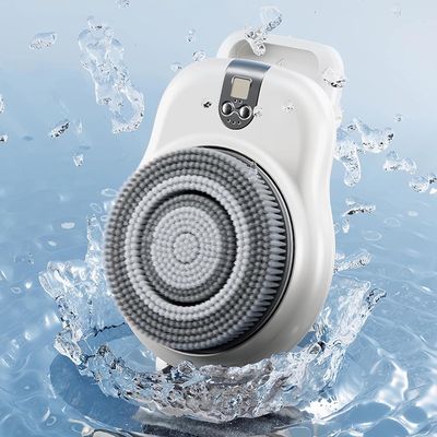 7" Large Brush Head Smart Shower Back Scrubber Wall Mounted Exfoliating Bath Wash Pad, 360 Automatic Rota-Tion, High/Low Gear, Body Scrubber for Deep Cleansing & Back Massage
