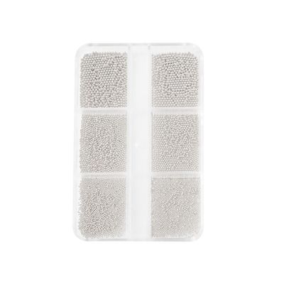 Zaviftie 6 Grids/Box Professional Nail Art Stainless Steel Mini Metal Mini Caviar Nail Bead 3D Decoration DIY Jewelry Accessories (silver)