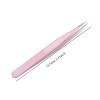 2pcs Pink Stainless Steel Tweezers Straight Curved Pick Up Tools Eyelash Extension Pointed Nipper Clip Manicure Nail Art Tool view 2
