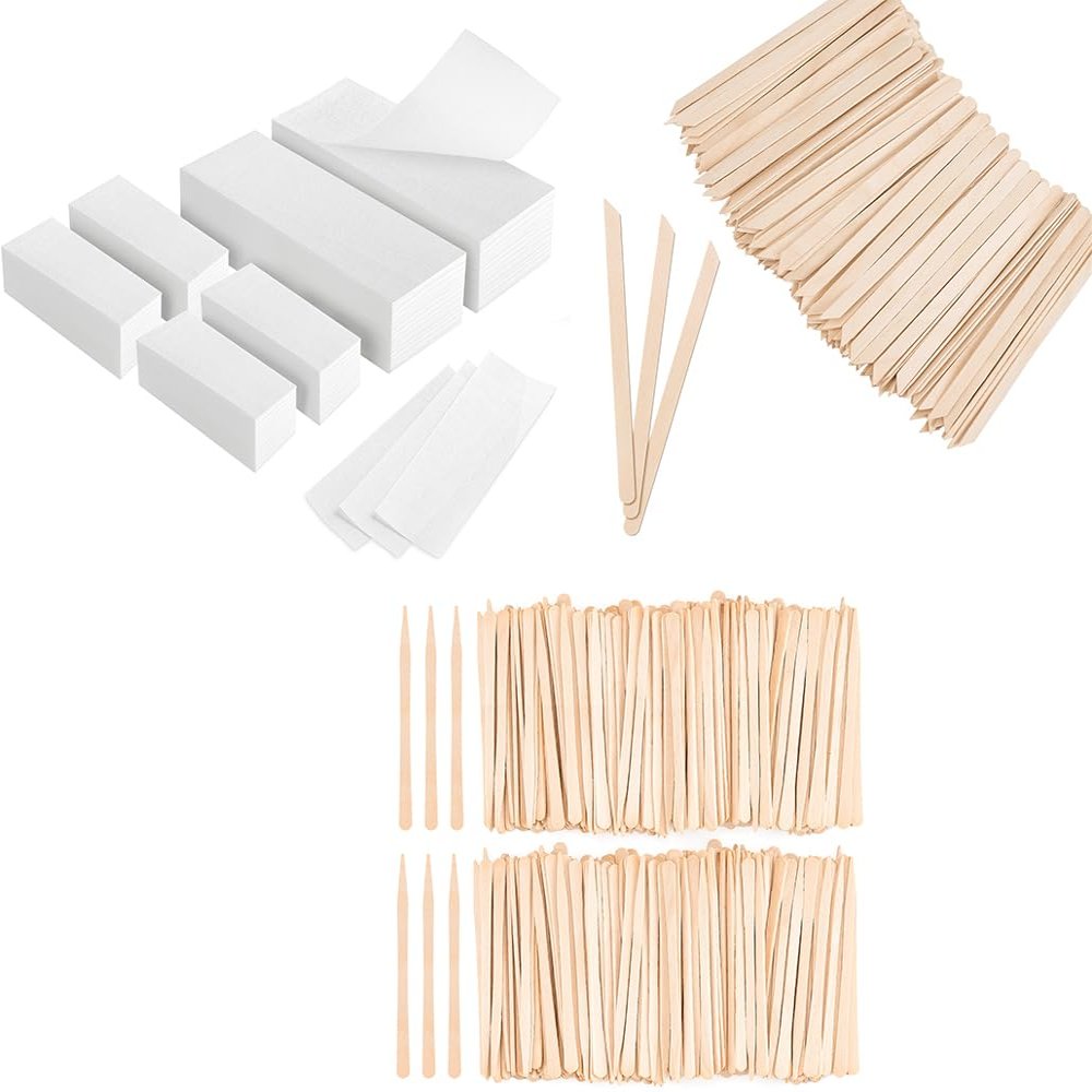 EWVVSS 2200-Pcs Eyebrow Wax Sticks & 600-Count Non Woven Wax Strips