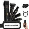 Bikini Trimmer for Women, 5-in-1 Waterproof Electric Razors for Women, Painless Pubic Hair Trimmer, Rechargeable Electric Shaver, Bikini Razor with Travel Case, Body Shaver & Face Nose Trimmer, Black view 1