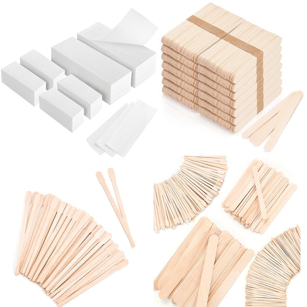 EWVVSS 4 Style 2900 Pcs Waxing Sticks & 600-Count Non Woven Wax Strips