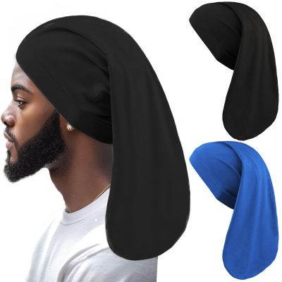 2 Pcs Dreadlock Cap Long Braid Dreads Head Wrap Showercap Elastic Dreadlock Cap for loc Dreads Hair Accessories Stretchy Unisex Sleeping Cap (Black, Blue)