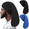 2 Pcs Dreadlock Cap Long Braid Dreads Head Wrap Showercap Elastic Dreadlock Cap for loc Dreads Hair Accessories Stretchy Unisex Sleeping Cap (Black, Blue) view 1