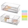 2PCS Square Qtip Holder Dispenser, Clear Cotton Ball Holder With Compartments, Stackable Cotton Pad Container, Cosmetic Organizer for Bathroom Canisters Vanity Makeup (1pc separate+1pc convention) view 1