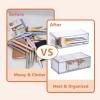 2PCS Square Qtip Holder Dispenser, Clear Cotton Ball Holder With Compartments, Stackable Cotton Pad Container, Cosmetic Organizer for Bathroom Canisters Vanity Makeup (1pc separate+1pc convention) view 4