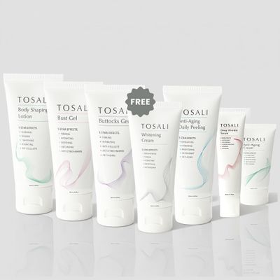 Tosali Firming & Skincare Set with Free Nourishing Cream  Buttocks Gel, Breast Firming Cream, Body Lotion, Peeling Mask, Wrinkle Serum & Face Cream  Hydrating, Anti-Aging & Skin Tightening