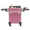 4 Layers Professional Travel Makeup Case Rolling Makeup Storage Organizer Portable Cosmetic Trolley Large Capacity Salon Barber Case with Swivel Wheels Trunk Makeup Storage Organizer Cart (pink) view 1