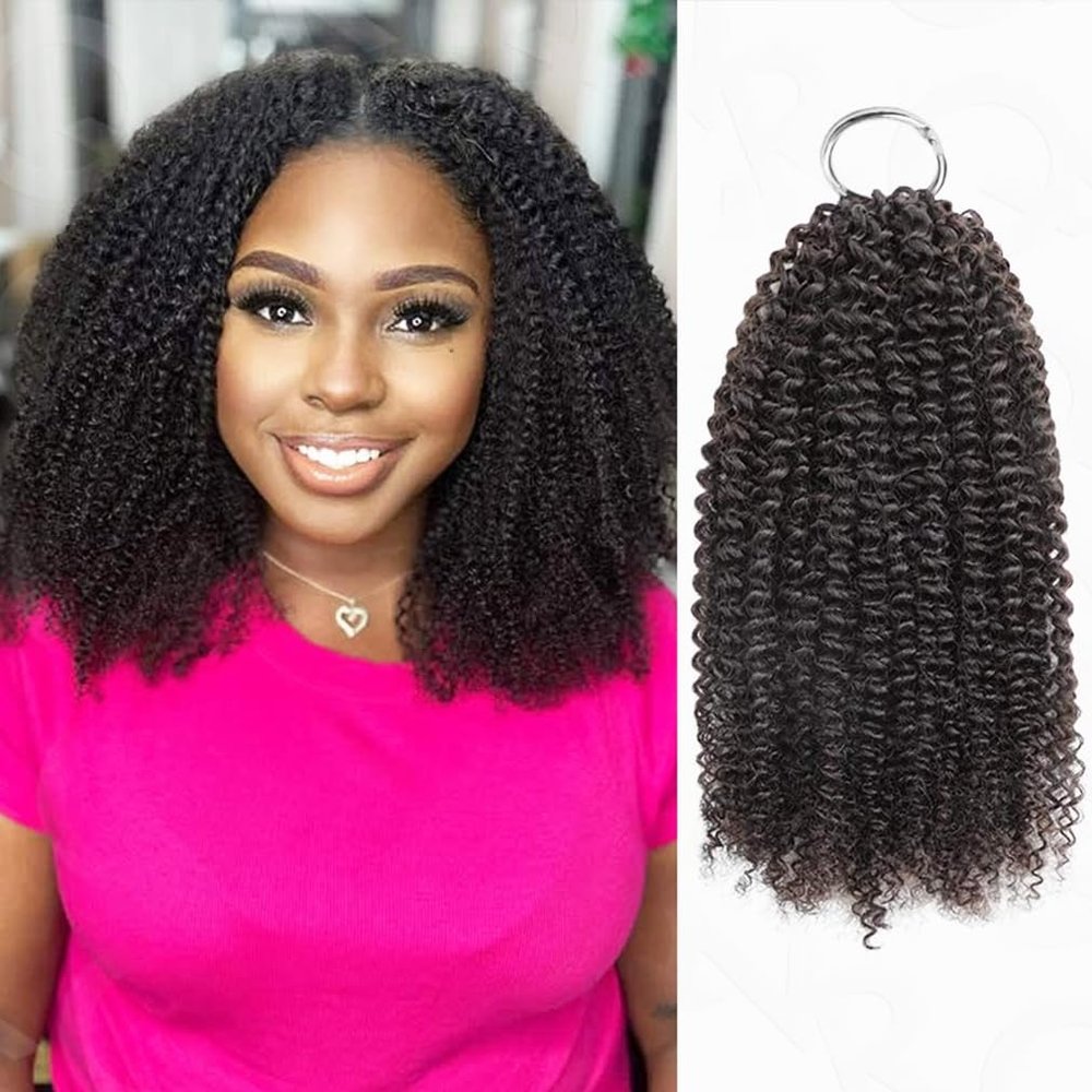 QVR Crochet Human Hair Pre Looped Afro Kinky V Bulk Natural Curly Hair for Kinky Twist Crochet Braiding Hair
