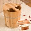 Natural Wooden Footbath Bucket,Pedicure Basin 40Cm High Fragrant Fir Barrel Tub Foot Bath Barrel Foam Foot Bucket Water Saving Type with Cover Middle-Aged and Elderly Health Care G view 3