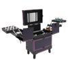 Ageanbri Professional Makeup with Mirror Train Case Rolling Cosmestic Organizer with Wheels, Keys & Mirror Large Lockable Cosmetic Trolley for Travel Makeup/Nail Art/Hair Styling (Purple) view 1