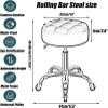 JYPIINFS Adjustable Rolling Stool with Back Support & Wheels Round Hydraulic Swivel Chair for Beauty Salon Spa Tattoo Metal Titanium Gold Counter Work Stool Ergonomic Design for Comfort(Blue) view 2