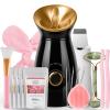 Colorfarm Facial Steamer Nano Ionic: Face Steamer Home Spa Kit Deep Cleaning Unclogs Pores Sinuses Inhaler with 8 Skin Care Tools - Relaxing Self Care Skincare Beauty Gifts for Women (Black Gold) view 1