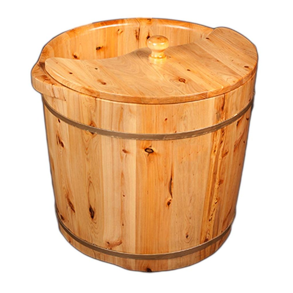 TBLOTYD Wooden Barrel Foot Spa Cedar Barrels, Foot Bath Barrels, Heightened Wash Basins, Foot Bath Tubs, Pedicure Basins, Fumigation Buckets, Wooden Foot Wash Buckets with Lids,Household,H