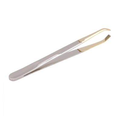 1PCS Eyebrow Tweezers Facial Hair Removal Clip Stainless Steel Flat Slant Tip Eyebrow Eyelash Makeup Tweezer Beauty Tools(Gold)