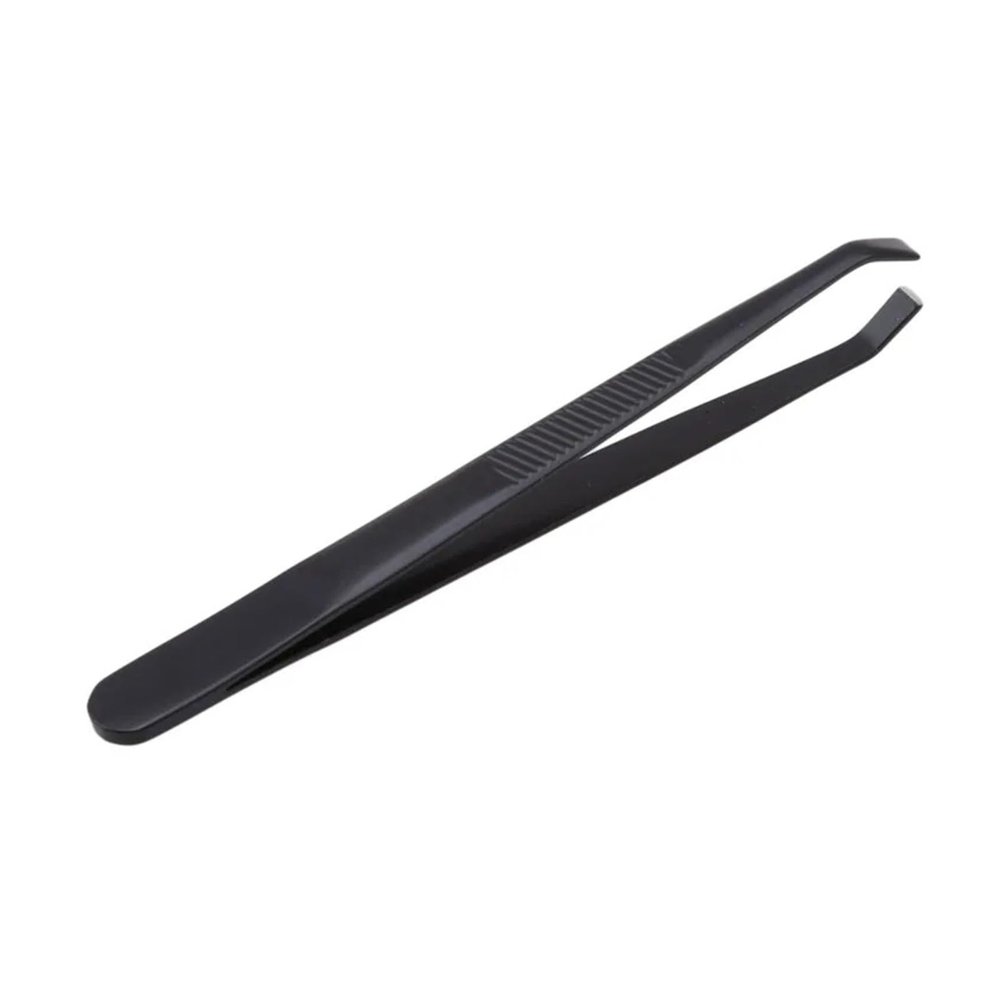 1PCS Eyebrow Tweezers Facial Hair Removal Clip Stainless Steel Flat Slant Tip Eyebrow Eyelash Makeup Tweezer Beauty Tools(Black)