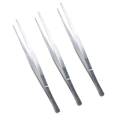 AUXBC 3Pcs 10 Inch Thumb Dressing Forceps, Stainless Steel Multipurpose Tweezer with Serrated Tip, Professional Grade Tissue Tweezers for Medical, Lab, Electronic Repairs and Craft Use