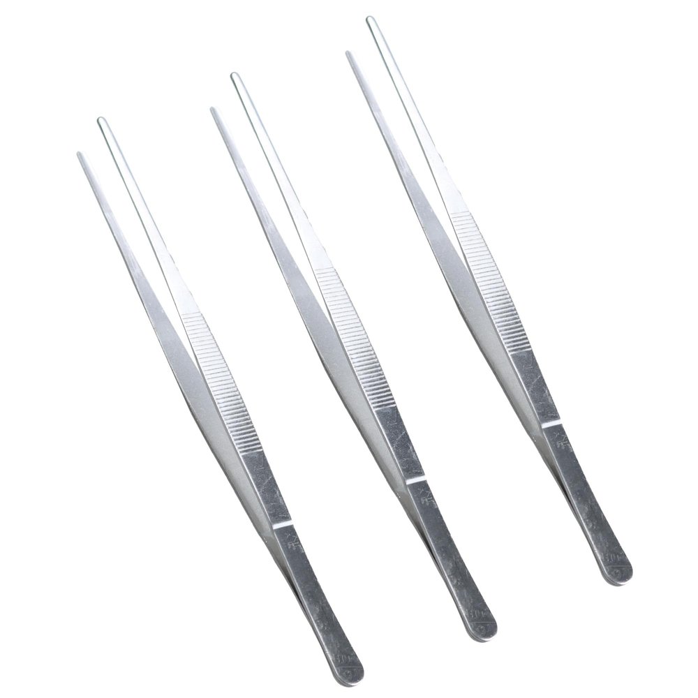 AUXBC 3Pcs 10 Inch Thumb Dressing Forceps, Stainless Steel Multipurpose Tweezer with Serrated Tip, Professional Grade Tissue Tweezers for Medical, Lab, Electronic Repairs and Craft Use