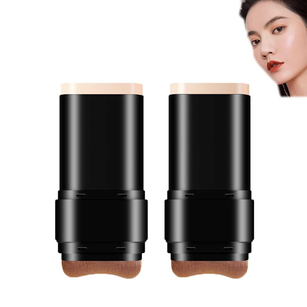 2 In 1-Anti-Wrinkle Foudation Stick, Flawless Eraser Foundation Stick With Brush, Double Head Foundation Make-Up Stick, Luxury Hydrating Foundation Stick, Multifunctional Concealer Stick (2PCS)