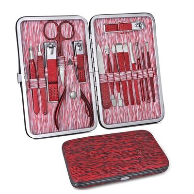 AFPSDLFJDLS 16 PCS Manicure Set Professional Pedicure Care Tools Stainless Steel Scissor Tweezer Nail Clippers Grooming Kit(White-Dinosaur Doodle4)