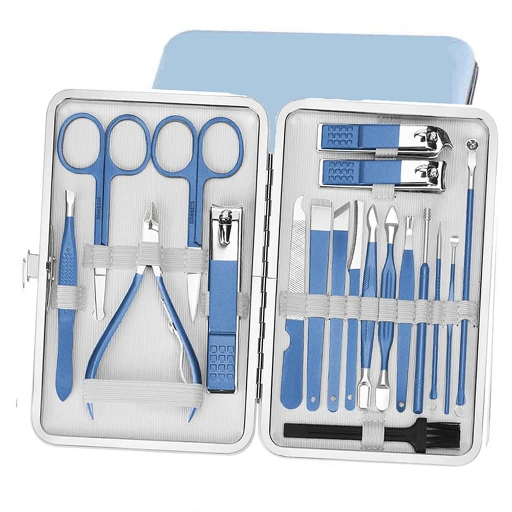 AFPSDLFJDLS Nail Clippers Manicure Set Pedicure Kit 18 PCS Professional Nail Care Kit with Care Tools Stainless Steel