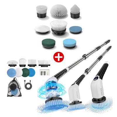 YKYI Electric Spin Scrubber with Replaceable Brush Heads Set 8