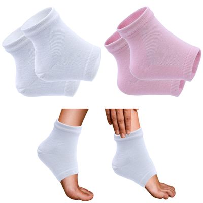 2 Pairs Moisturizing Heel Socks for Dry Cracked Feet, Gel Repair Moisture Spa Socks Foot Care Lotion Socks for Women Cracked Heel & Dry Foot Treatment Overnight