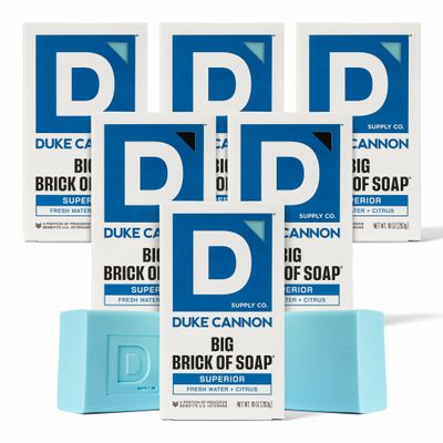 Duke Cannon Supply Co. Extra Large Bar Soap Bundle - Men's Bar Soap with Masculine Scents - American-made body soap - All Skin Types - Big Brick of Soap - 6 Pack - Superior,10 oz (6 Pack)