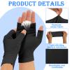 6 Pairs Cotton Gloves Eczema, Cotton Eczema Gloves for Women and Men, Touchscreen Fingerless Black Gloves for Art Handling, Fingerless Moisturizing Gloves for Dry Hands Overnight Skin Protect (Black) view 3