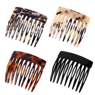 4pcs French Hair Side Combs, Small French Side Combs for Women Stylish Hair Combs Bun Hold Clips Styling Combs Hair Accessories for Girls Women (Random Color)